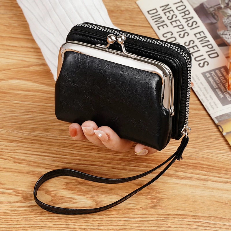 Retro Style Clip Bag Personalized Mini Multi-Compartment Card Slot Card Bag Coin Bag Hand-Held Small Bag - Image 1