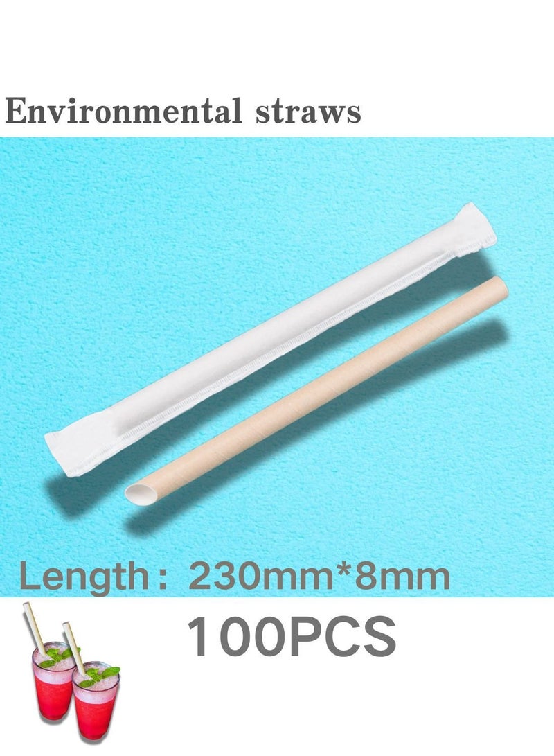 HILUKE Disposable Paper Wrapped Straws White 100PCS - Image 1