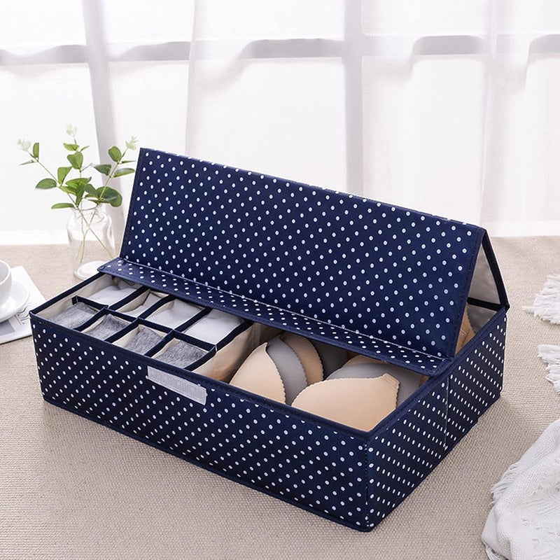 Weykings Weykings Foldable Storage Box 17 Grid Divider Drawer Storage Organizer Closet for Innerwear Panty Socks Bra Tie Scarfs Wardrobe Multi Compartment Foldable Closet Cover Multicolor  - Image 3