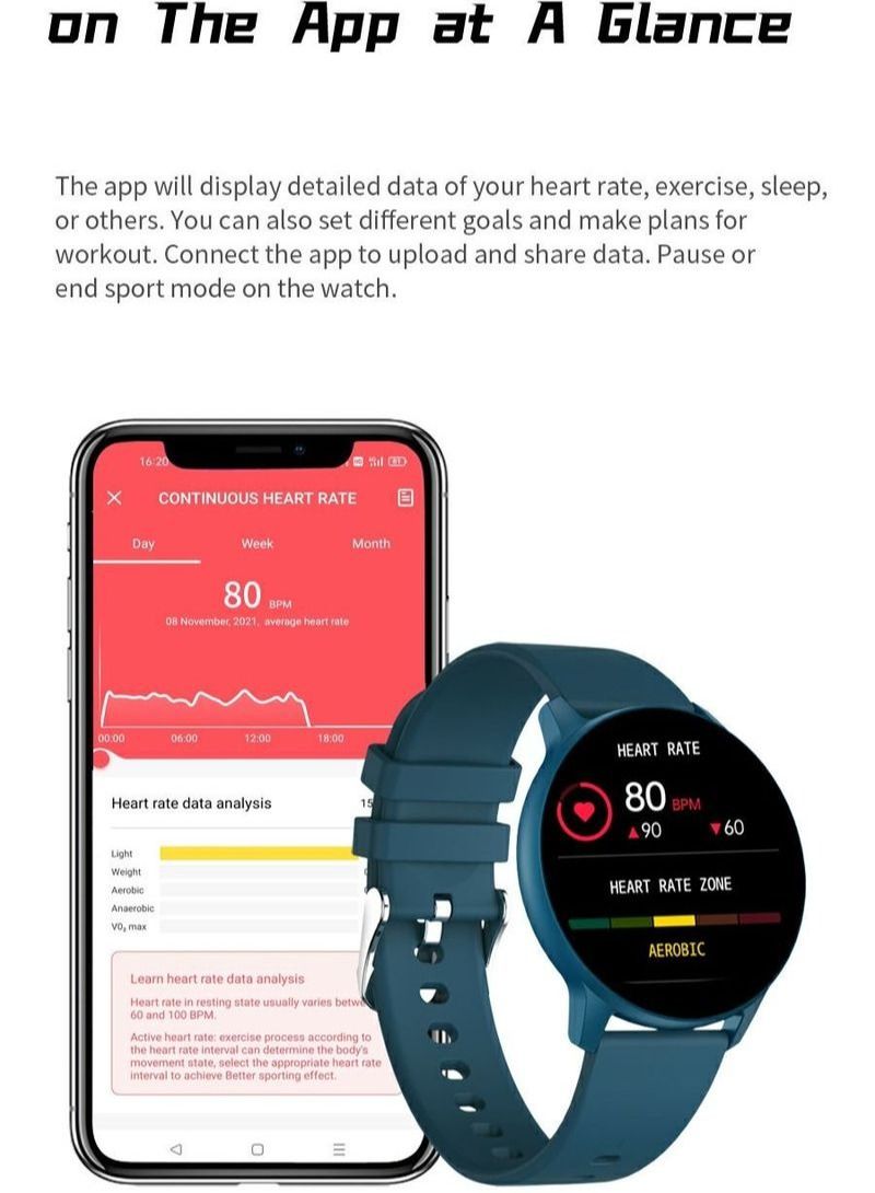 NIBEMINENT Fitness Tracker with Heart Rate Monitor Sleep Tracker IP68 Blue - Image 4