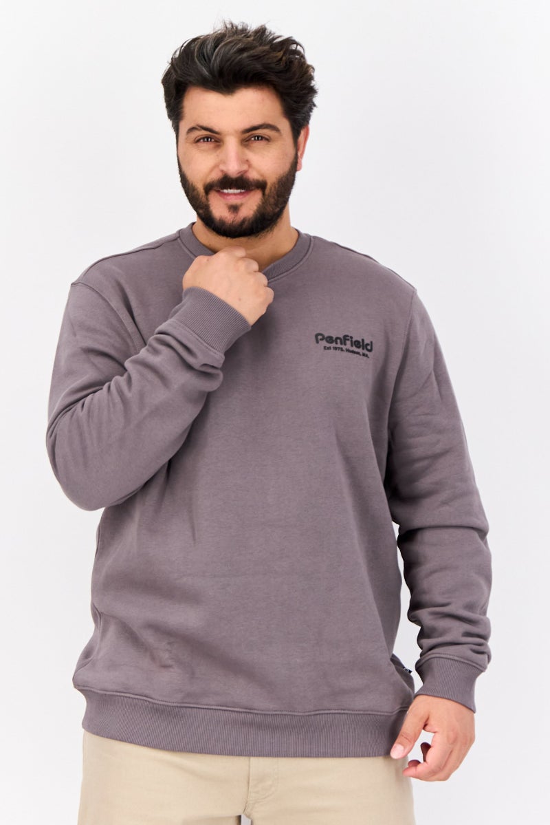 Penfield سويت شيرت رجالي بأكمام طويلة وياقة دائرية بشعار العلامة التجارية، رمادي - Image 1