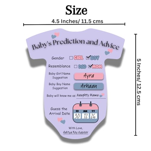 The Decor Cycle, Pack of 20, Baby Shower Decoration Items Gift Cards for Games Wishes Name Suggestion cards, Shape Cut, 5 X 4.5 Inches, Purple - Image 5