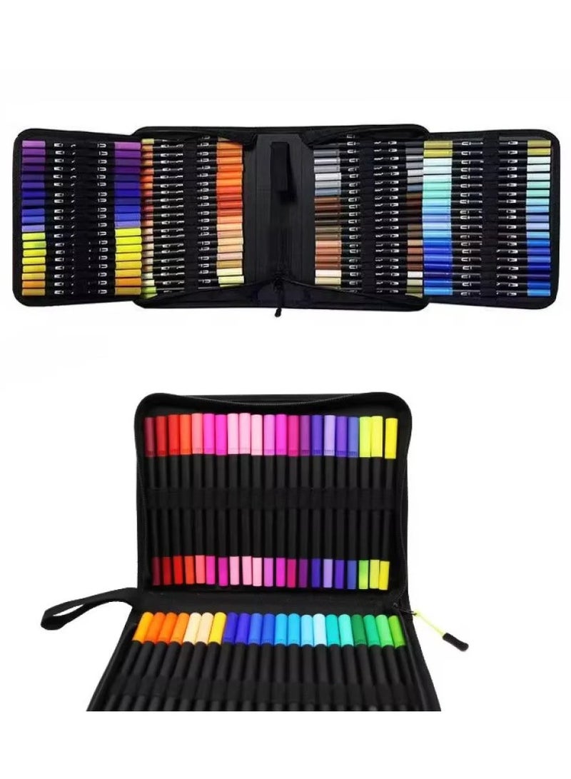 Dual Tip Marker Pen Set – 120 Colors – With Foldable Carrying Case - Image 2