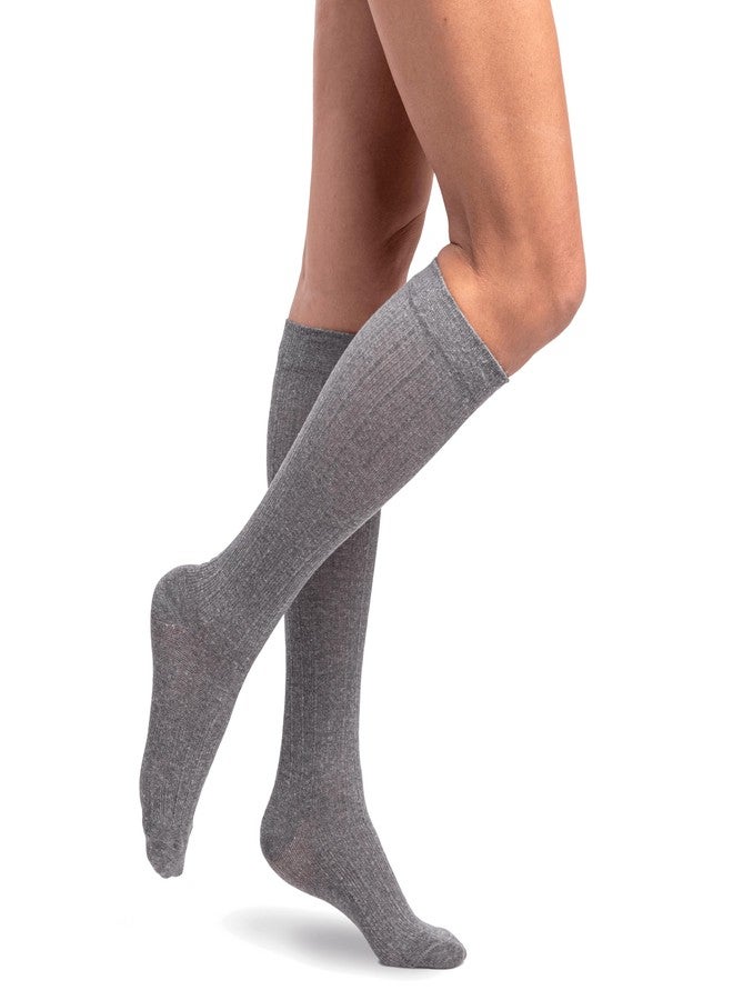 Sigvaris Women's Style Linen Compression Socks 20-30mmHg - Hypoallergenic, Lightweight, Breathable & Sustainable - Medium Long - Light Grey - Image 1