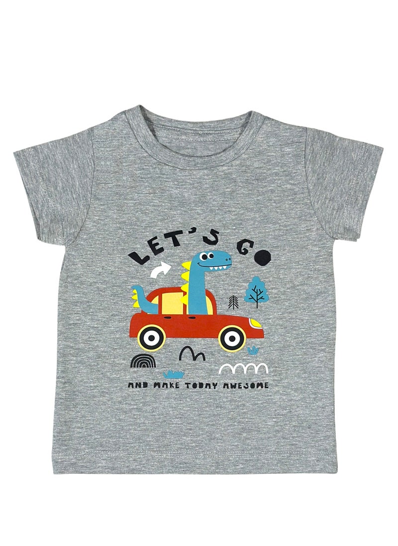 Baby Co. - Dinosaur In Car Set (Grey T-shirt + Black Sweatpants) - Image 1