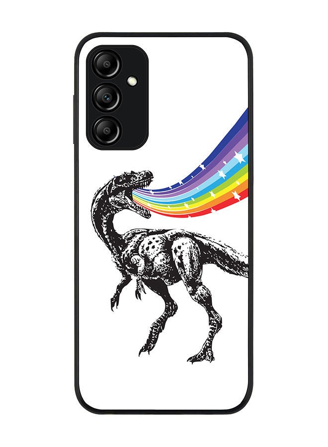 Rugged Black edge case for Samsung Galaxy A14 4G/5G Slim fit Soft Case Flexible Rubber Edges Anti Drop TPU Gel Thin Cover - Rainbow Dino