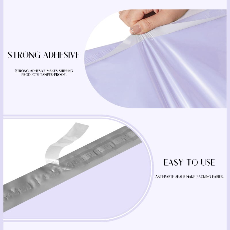 Metronic Large Poly Mailers 14.5x19 50PC, Waterproof Shipping Bags for Clothing, Tear-resistant Mailers Poly Bags for Small Business Suppliers, Strong Ahensive Self Seal Mailing Bags in Lilac Purple - Image 4