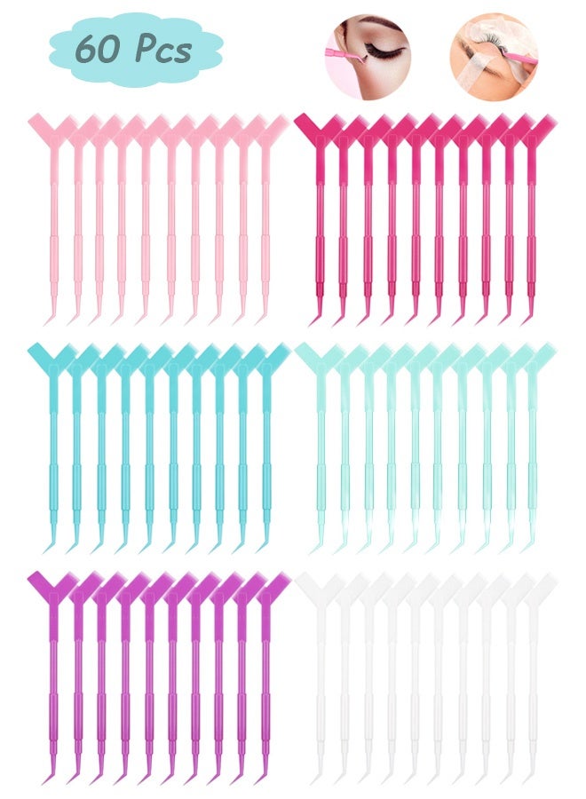 Quantum 60 Pcs 3 in 1 Lash Eyelash Lift Tool - Eyelash Perm Y Shape Lash Brush and Lash Separator - Lash Lift Applicator for Eyelash Extensions Lamination for Women (Pink/Blue/Rose Red/Purple/White/Green) - Image 1