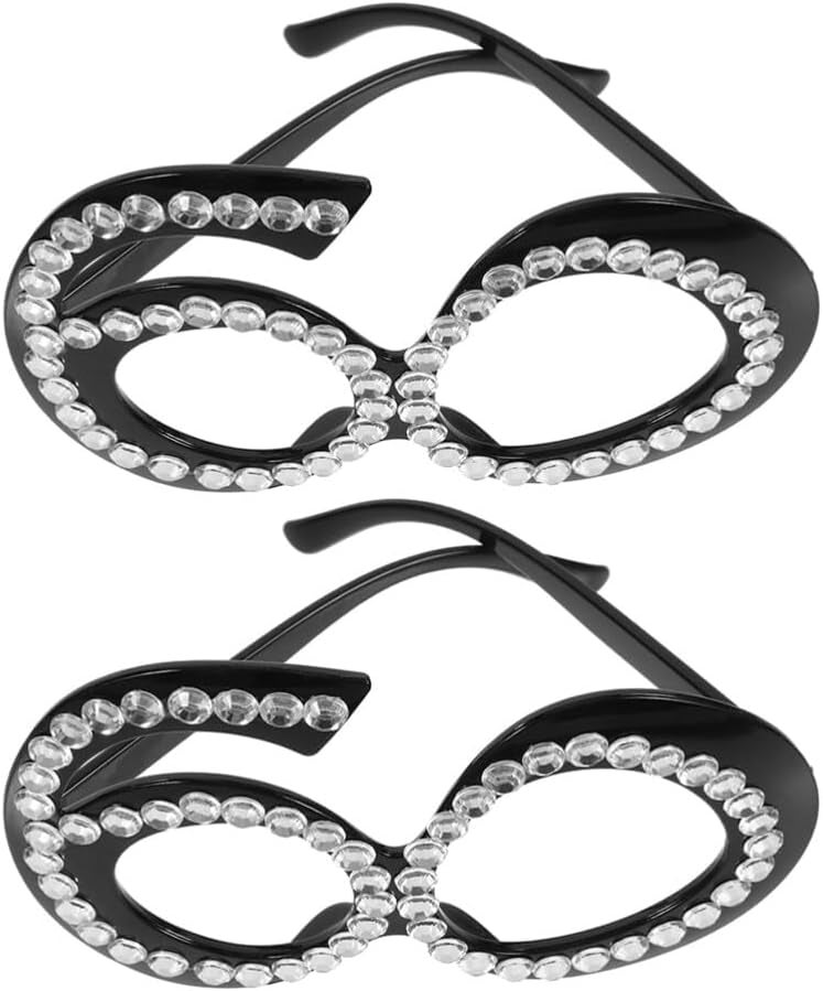 2PCS Rhinestone Inlaid Birthday Party Glasses Safe Comfortable Design Photo Props - Image 1