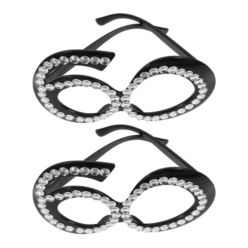 2PCS Rhinestone Inlaid Birthday Party Glasses Safe Comfortable Design Photo Props - Image 2
