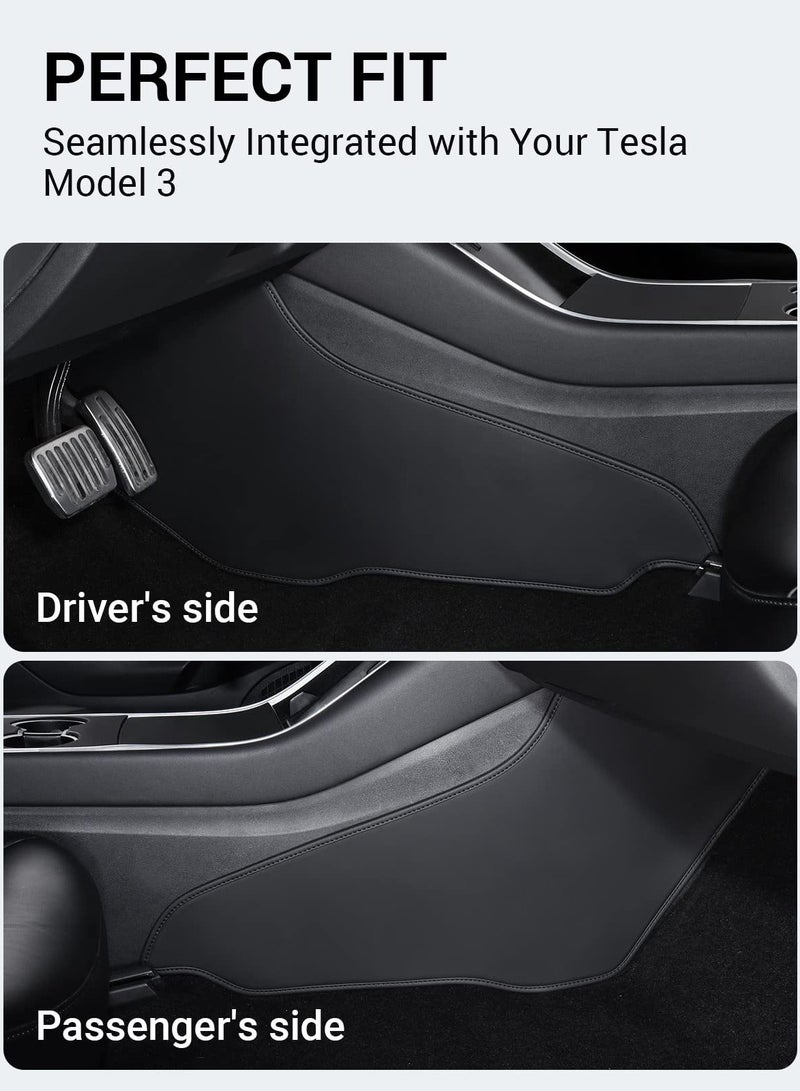 Y&D 2PCS Side Anti-Kick Mats for Tesla Model 3 2017-2023, Leather Pad Pads Interior Accessories Center Console Scratch Resistant Waterproof  - Image 2