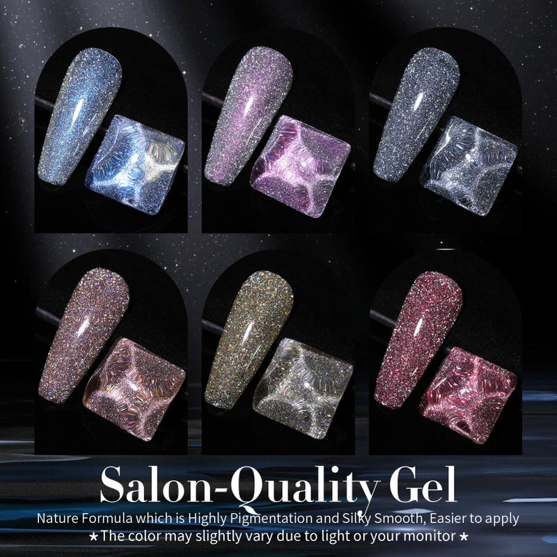 Born Pretty Reflective Glitter Gel Polish Christmas Gold Silver Glitter Sparkly Shiny Disco DJ LED Gel Nail Polish Nail Varnish 6PCS 7ML - Image 5