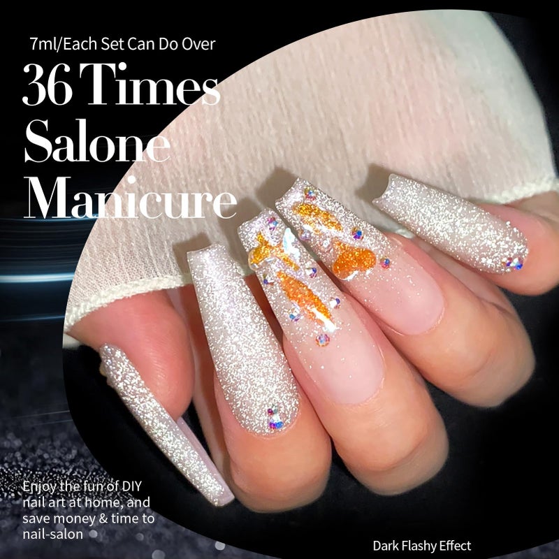 Born Pretty Reflective Glitter Gel Polish Christmas Gold Silver Glitter Sparkly Shiny Disco DJ LED Gel Nail Polish Nail Varnish 6PCS 7ML - Image 2