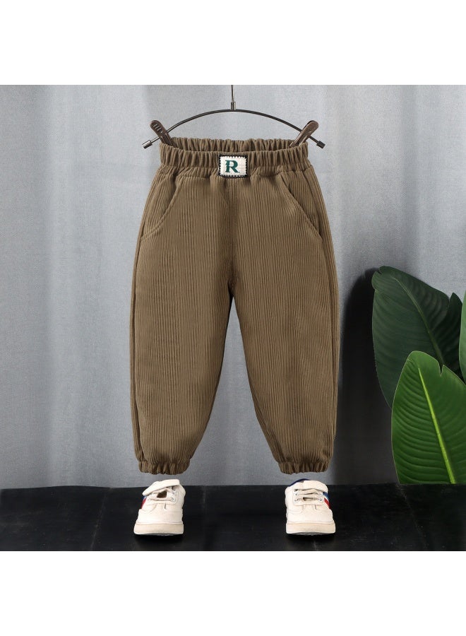 Boys' Pants Spring And Autumn Girls' Corduroy Loose Casual Trousers Children's Cartoon New Striped Sports Pants