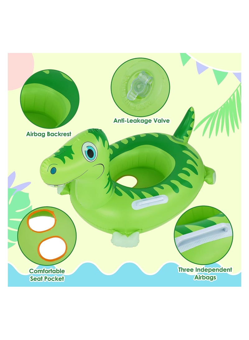 SOLARAE Dinosaur Rex Inflatable Swim Ring for Kids,  Inflatable Swim Trainer with Handles, Safety Aid Float Seat Circle Cartoon Foldable Swim Aid, Suitable for 1-8 Years Old Children - Image 3