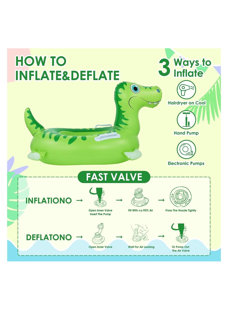 SOLARAE Dinosaur Rex Inflatable Swim Ring for Kids,  Inflatable Swim Trainer with Handles, Safety Aid Float Seat Circle Cartoon Foldable Swim Aid, Suitable for 1-8 Years Old Children - Image 4