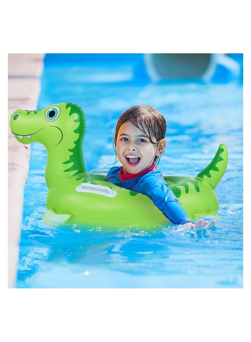 SOLARAE Dinosaur Rex Inflatable Swim Ring for Kids,  Inflatable Swim Trainer with Handles, Safety Aid Float Seat Circle Cartoon Foldable Swim Aid, Suitable for 1-8 Years Old Children - Image 2