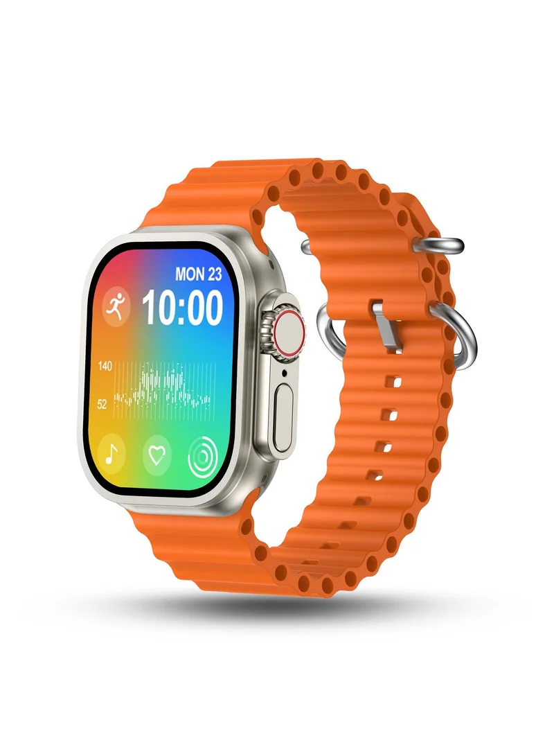 Pebble Cosmos Engage 1.95" Smartwatch for Men and Women, IPS Display, Always On, Wireless Charging, AI Voice Assistant - Salamander Orange