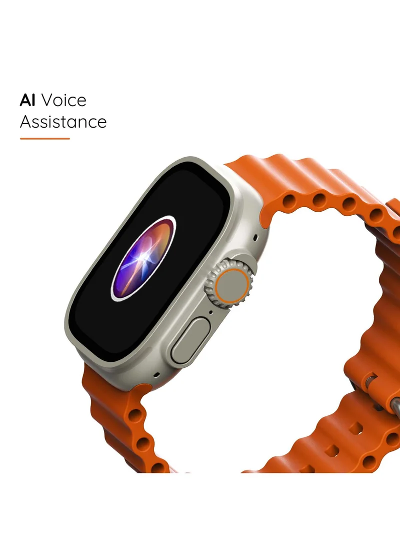 Pebble Cosmos Engage 1.95" Smartwatch for Men and Women, IPS Display, Always On, Wireless Charging, AI Voice Assistant - Salamander Orange