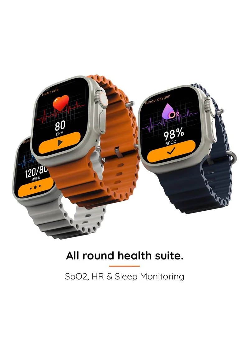 Pebble Cosmos Engage 1.95" Smartwatch for Men and Women, IPS Display, Always On, Wireless Charging, AI Voice Assistant - Salamander Orange