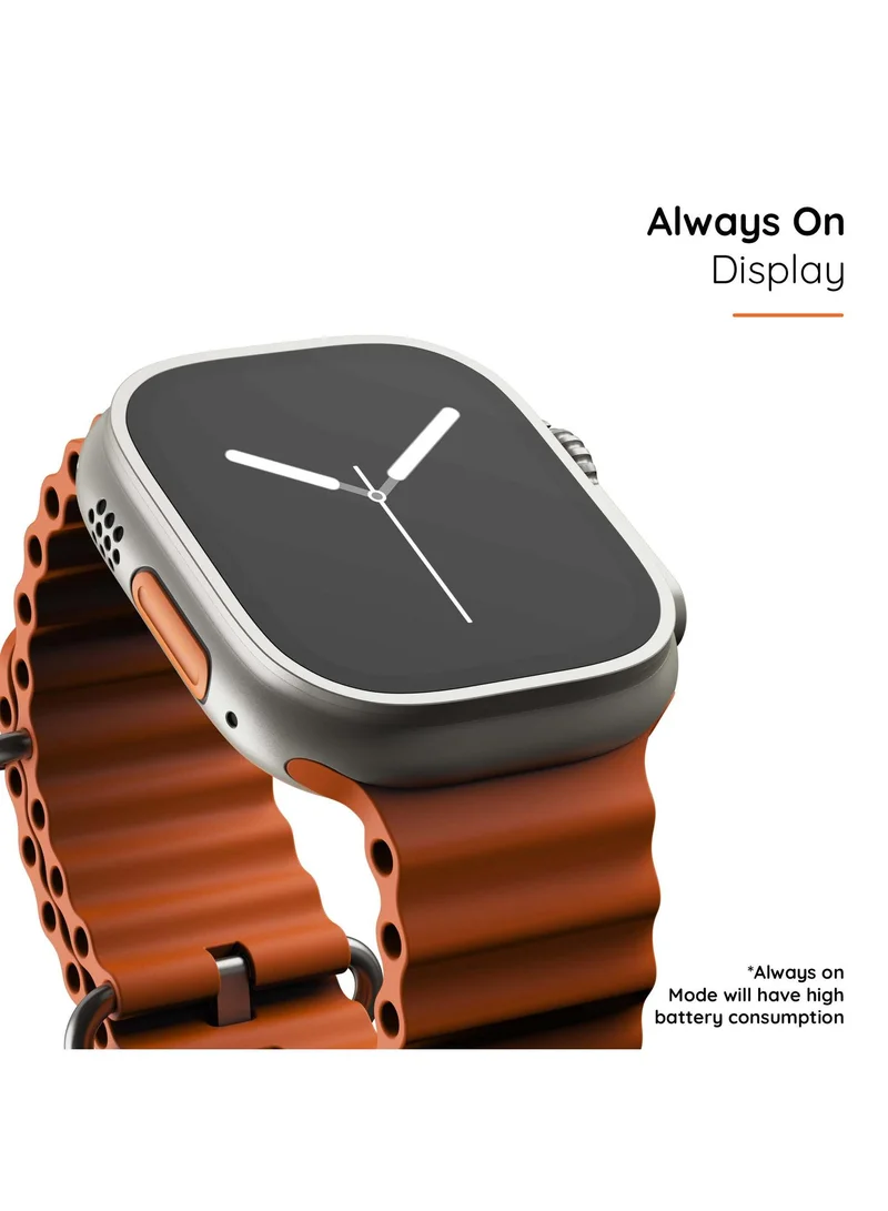 Pebble Cosmos Engage 1.95" Smartwatch for Men and Women, IPS Display, Always On, Wireless Charging, AI Voice Assistant - Salamander Orange