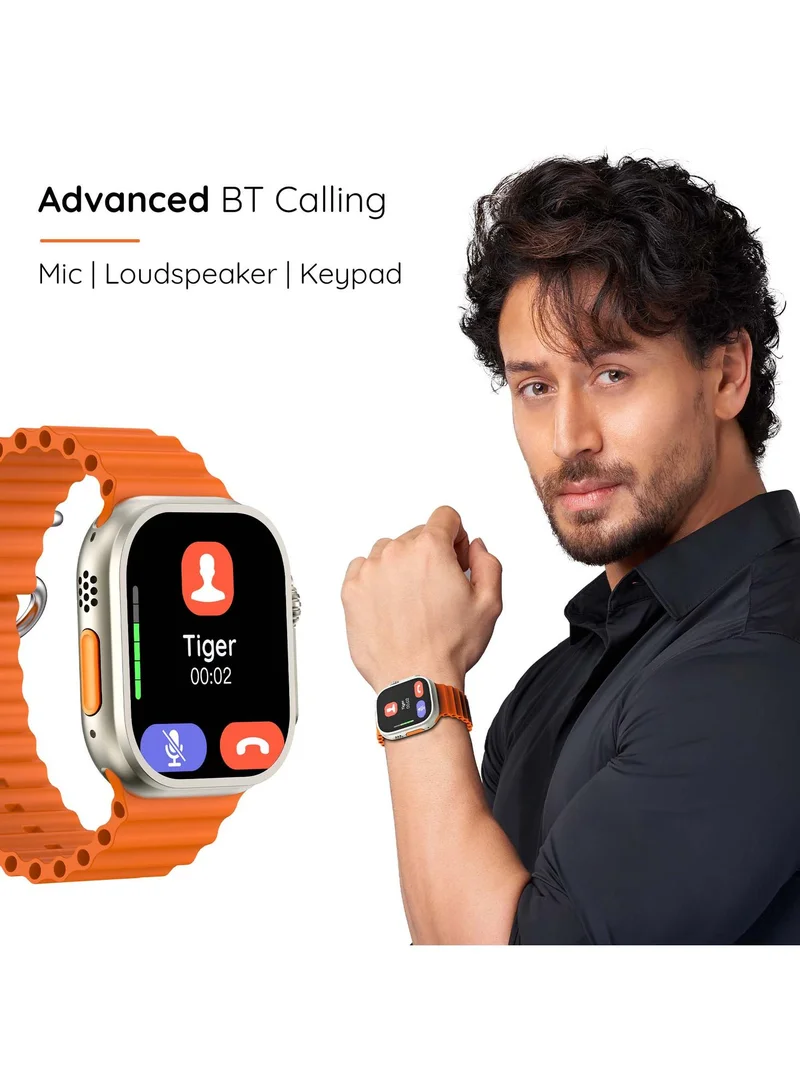 Pebble Cosmos Engage 1.95" Smartwatch for Men and Women, IPS Display, Always On, Wireless Charging, AI Voice Assistant - Salamander Orange