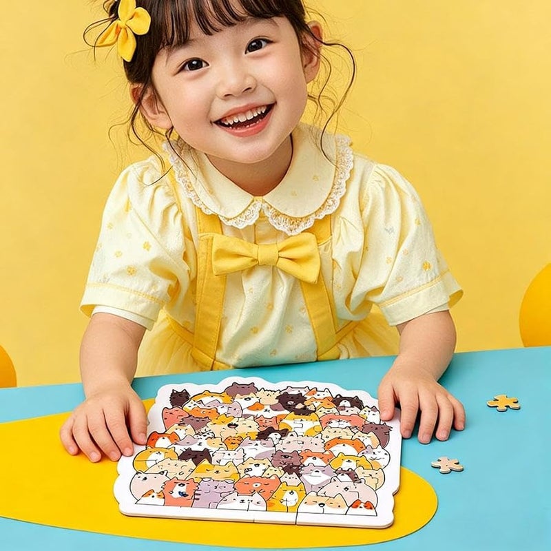 لغز خشبي على شكل قطة رمادية قطع فريدة غير منتظمة هدية إبداعية لعشاق القطط - Image 4