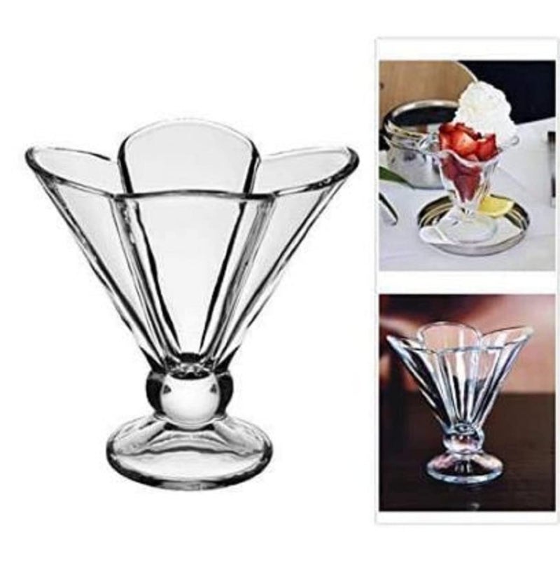 ROSEFINCH Classic Crystal Clear Deep Flower Shape Cut Glass Ice Cream Pudding CupsBowls Tableware Set Transparent Size Standard 150ml 2pcs - Image 4
