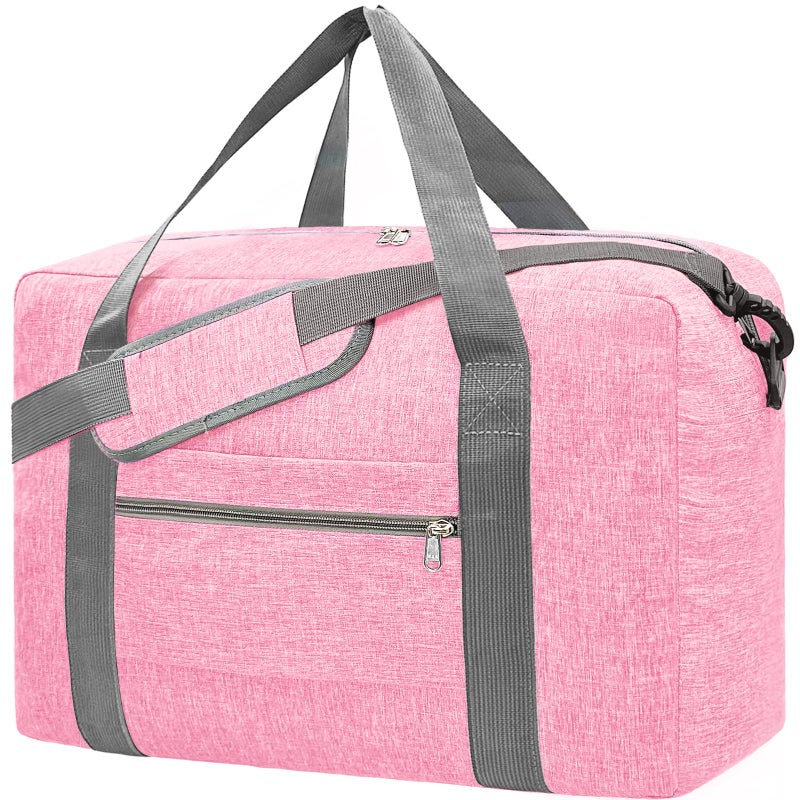 Beurlike For Spirit Airlines Personal Item Bag 18x14x8 Foldable Carry on Bags for Airplanes Travel Duffel Bags for Women and MenSnow PinkWith Shoulder Strap - Image 2