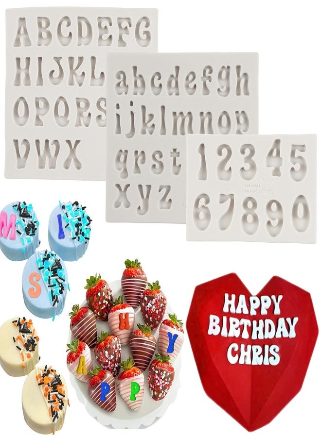 FCKEMLDS Letter Molds for Chocolate Covered Strawberries Silicone Uppercase Lowercase Alphabet Number Fondant Mold for Making Candy Gummy Biscuit Ice Cube Tray Cake Decorations - Image 1