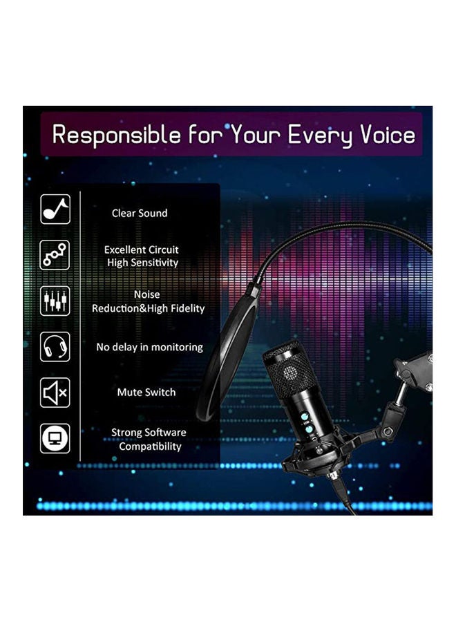 DUSALA Professional Studio Broadcasting Recording Condenser Microphone Set ANY0055 Black - Image 5