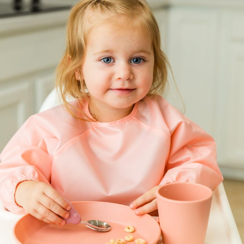 Tiny Twinkle Long Sleeve Bib for Babies & Toddlers | 2-Pack Waterproof Smock Bib for Eating | Machine Washable & Mess-Proof Feeding Essentials | Newborn Shower Gift (Peach Terracotta,6â€“24M) - Image 2