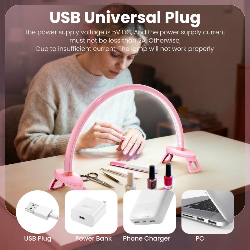 Yokilly Arc Half Moon Light: 16" Half Moon Light with Foldable Bracket for Desk Salon Table Use - No Flicker & Shadow-Free Desk Lamp with Stepless Brightness 3000-6500K for Manicurist Nail Tech - Image 2