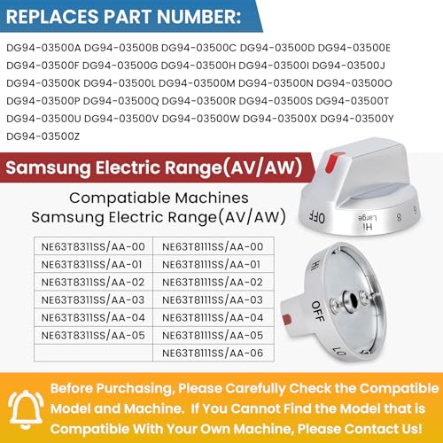 P Polerden NE63T8111SS/AA NE63T8311SS/AA NE63BG8315SSAA Knob, DG94-03500W DG94-03500V Compatible with Samsung Samsung Electric Range knobs Replacements NE63BG8315SS/AA NE63T8751SS/AA DG94-03500 A/Z - Image 2