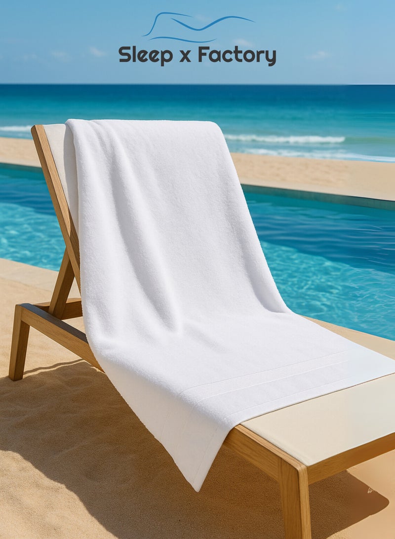 Sleep x Factory 6 Classic White Bath Towels – 100% Cotton, Ultra Soft & Absorbent – 70x140 cm - Image 1