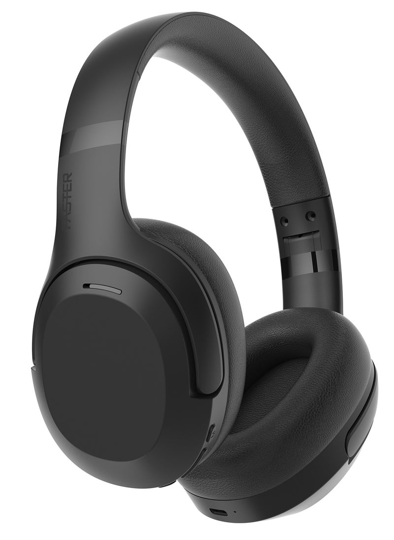 Faster S6 Over-Ear Wireless Headphones with Microphone - Deep Bass Sound, HiFi Stereo Bluetooth Headphones - Noise Reduction, Foldable Design, 30 Hours Playtime, Lightweight Foam Ear Cups - Ideal for Travel, Work, Gaming, and TV (Black)  - Image 1