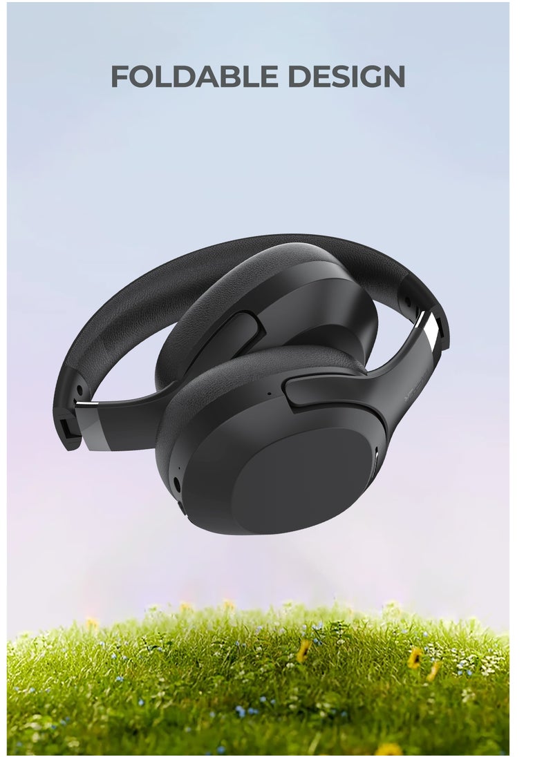 Faster S6 Over-Ear Wireless Headphones with Microphone - Deep Bass Sound, HiFi Stereo Bluetooth Headphones - Noise Reduction, Foldable Design, 30 Hours Playtime, Lightweight Foam Ear Cups - Ideal for Travel, Work, Gaming, and TV (Black)  - Image 3