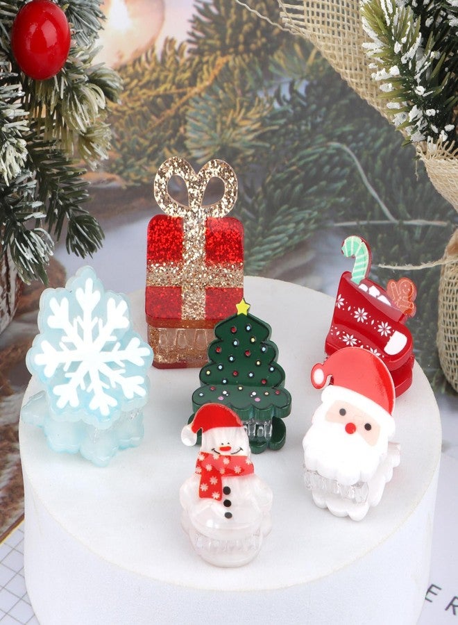 YISSION 12 Pcs Small Christmas Hair Clips Mini Santa Claus Gift Cup Claw Clips Snowman Snowflake Christmas Tree Hair Clip Cute Hair Accessories for Women Girls - Image 3