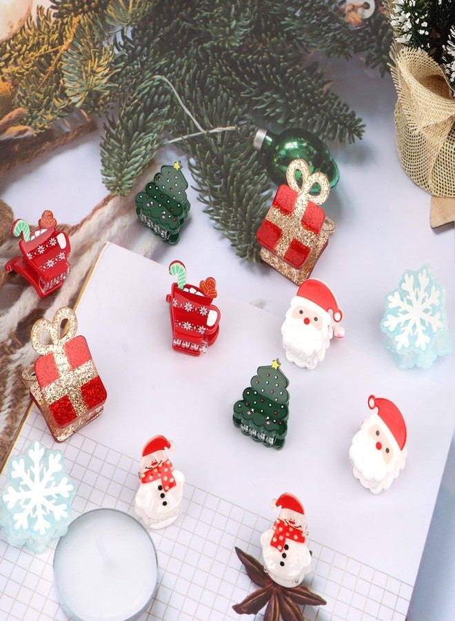 YISSION 12 Pcs Small Christmas Hair Clips Mini Santa Claus Gift Cup Claw Clips Snowman Snowflake Christmas Tree Hair Clip Cute Hair Accessories for Women Girls - Image 4