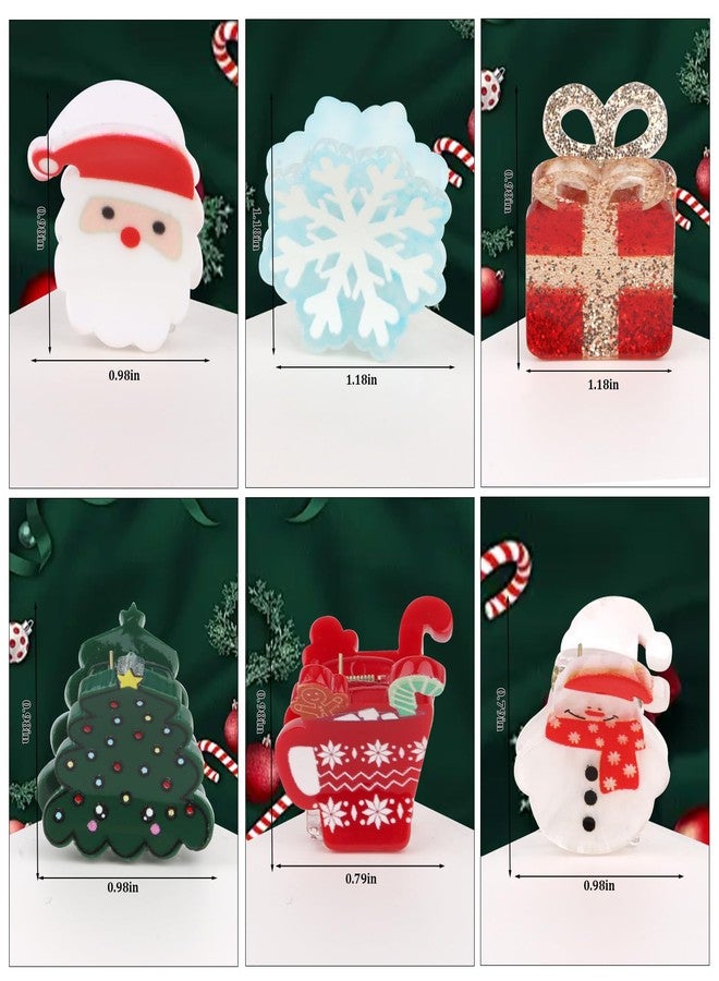 YISSION 12 Pcs Small Christmas Hair Clips Mini Santa Claus Gift Cup Claw Clips Snowman Snowflake Christmas Tree Hair Clip Cute Hair Accessories for Women Girls - Image 2