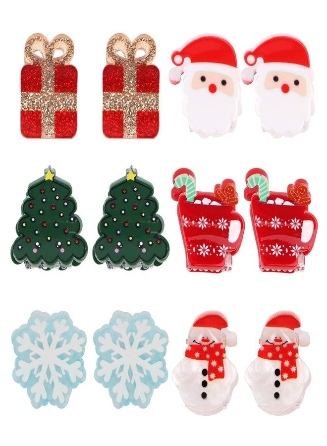 YISSION 12 Pcs Small Christmas Hair Clips Mini Santa Claus Gift Cup Claw Clips Snowman Snowflake Christmas Tree Hair Clip Cute Hair Accessories for Women Girls - Image 1