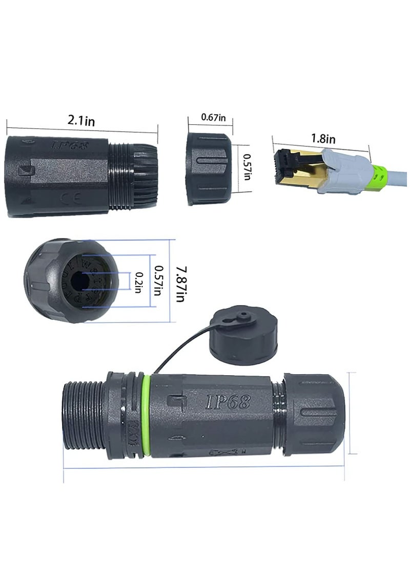 KASTWAVE - Waterproof Connector IP68 Waterproof RJ45 Coupler Shielded Outdoor Ethernet Coupler POE Female to Female, for Outdoor Cat5e, Cat6 Ethernet Cable Connector(2-Pack) - Image 1