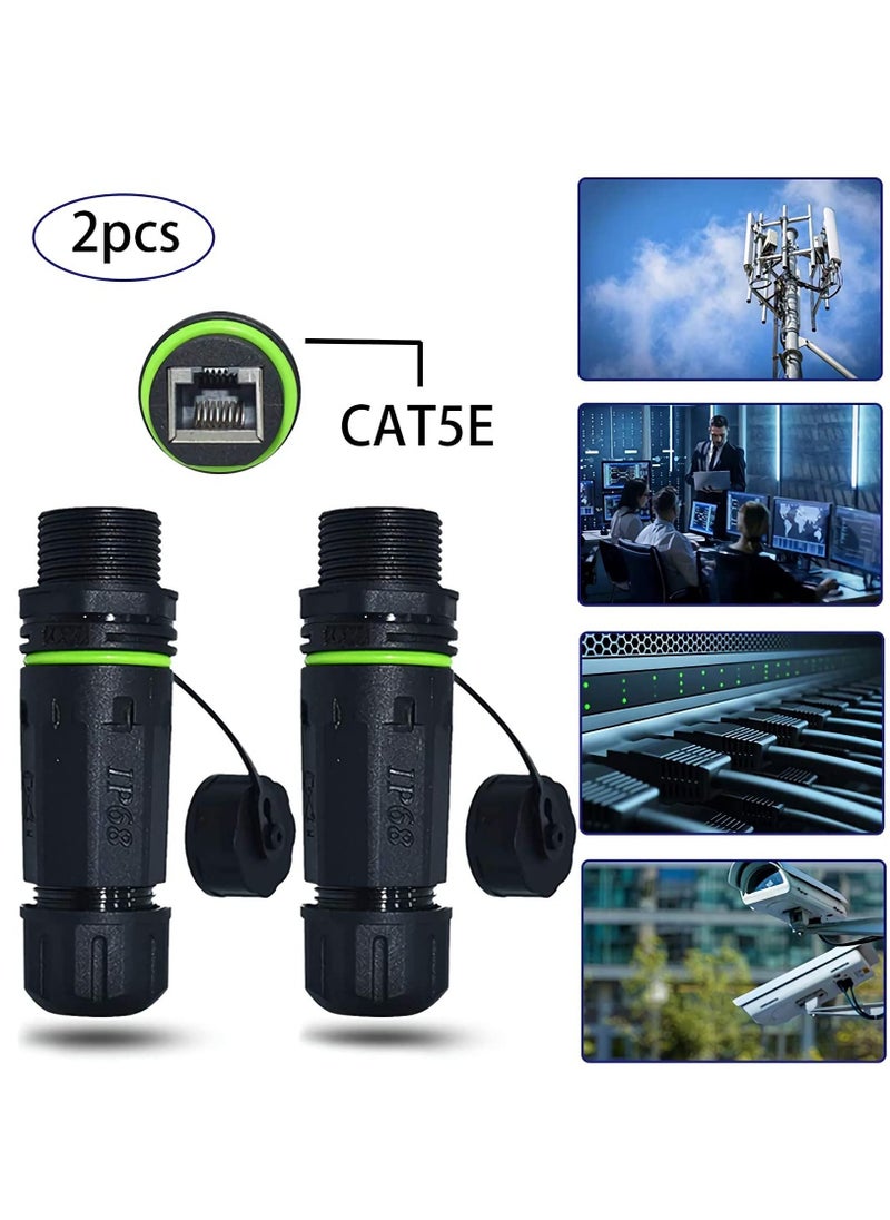 KASTWAVE - Waterproof Connector IP68 Waterproof RJ45 Coupler Shielded Outdoor Ethernet Coupler POE Female to Female, for Outdoor Cat5e, Cat6 Ethernet Cable Connector(2-Pack) - Image 1