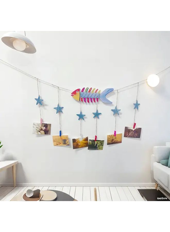 معلق صور Ocean Wind Colorful Fishbone إطار PVC زخرفة حائط بيضاوية أفقية - Image 2