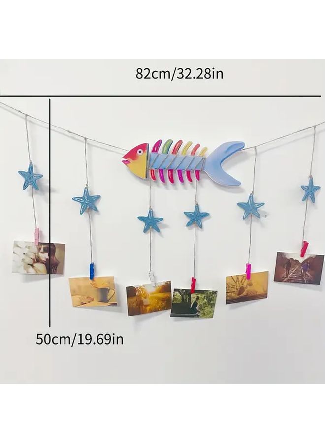معلق صور Ocean Wind Colorful Fishbone إطار PVC زخرفة حائط بيضاوية أفقية - Image 3