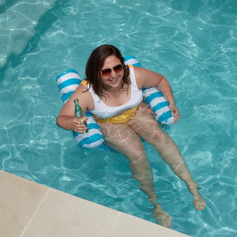 Swimline Premium Swimming Pool Float Hammock - Blue and White - Image 5