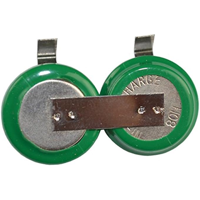 2-PACK 2.4V 80MAH NI-MH CELL MEMORY BACKUP BATTERY COMPATIBLE WITH TV HEADSET 2/V80H V80H 80-H 55608101501 REPLACEMENT WITH SPRING TABS - Image 3