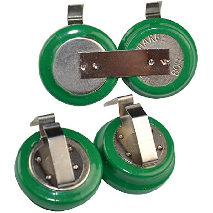 2-PACK 2.4V 80MAH NI-MH CELL MEMORY BACKUP BATTERY COMPATIBLE WITH TV HEADSET 2/V80H V80H 80-H 55608101501 REPLACEMENT WITH SPRING TABS - Image 1