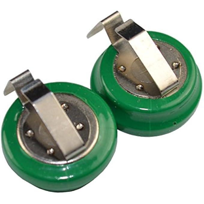 2-PACK 2.4V 80MAH NI-MH CELL MEMORY BACKUP BATTERY COMPATIBLE WITH TV HEADSET 2/V80H V80H 80-H 55608101501 REPLACEMENT WITH SPRING TABS - Image 2