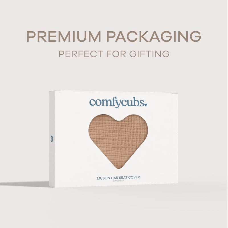 Comfy Cubs Baby Car Seat Cover - Soft, Breathable Bamboo Rayon and Muslin Cotton Blend - Lightweight Canopy for Sun, Bug, and Comfort Protection - Large Size Infant Seat Cover in Cedar Design - Image 4